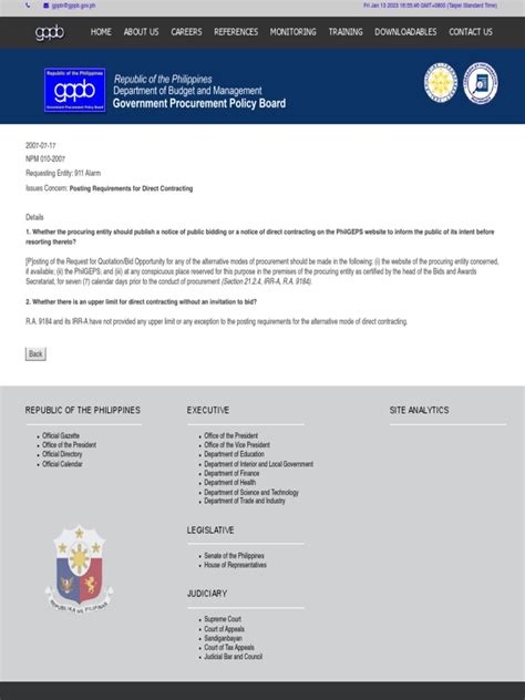 GPPB Posting Requirements For Direct Contracting .